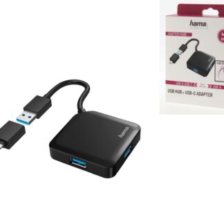USB-хаб Hama 4 Ports USB 3.2, USB-C Adapter Black