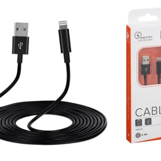 Кабель 2E USB 2.4 to Lightning Cable Molding Type, 1m, black