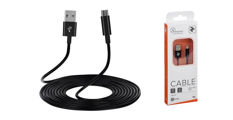 Кабель 2E USB 2.0 - Micro USB Molding Type, 1m, black