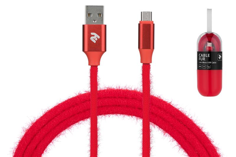 Кабель 2E Fur USB 2.4 - Micro USB Cable, 1m, red