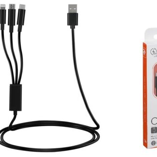 Кабель 2E USB 3 in 1 Micro/Lightning/Type C, 5V/2.4A, 1.2m, black