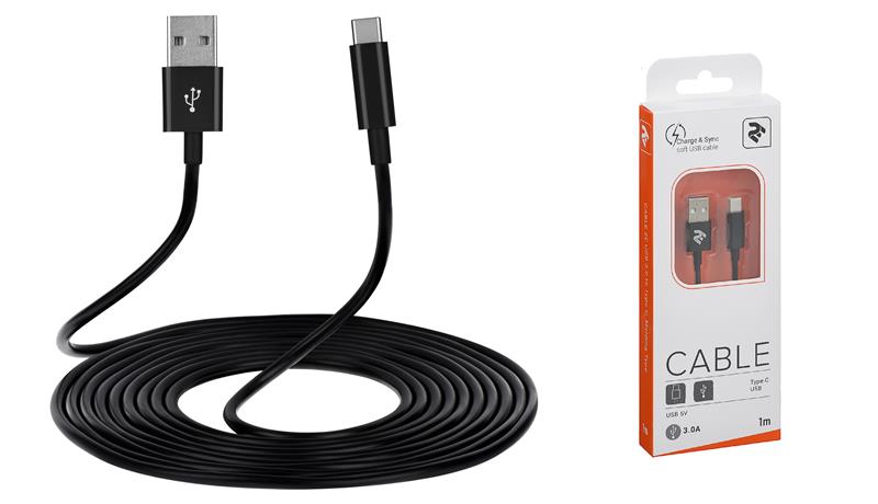 Кабель 2E USB 3.0 - Type C, Molding Type, 1m, black