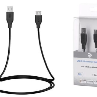 Кабель 2E USB 2.0 (AM/AF), 3m, black