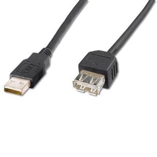 Кабель Digitus USB 2.0 (AM/AF) 1.8m, black