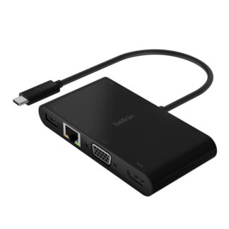 Адаптер Belkin USB-C - Ethernet, HDMI, VGA, USB-A, 100W PD, black