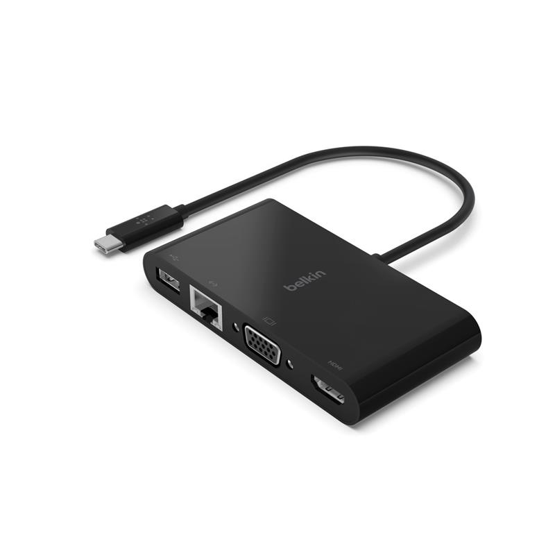 Адаптер Belkin USB-C - Ethernet, HDMI, VGA, USB-A, black