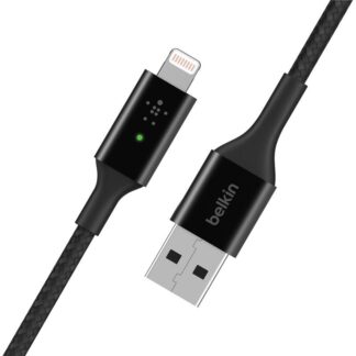 Кабель Belkin USB-A - Lightning, BRAIDED, Smart LED, 1.2m, black