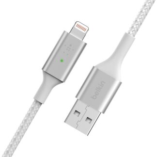 Кабель Belkin USB-A - Lightning, BRAIDED, Smart LED, 1.2m, white