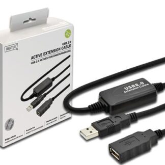 Кабель Digitus USB 2.0 (AM/AF) 10.0m, активний, Black