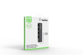Концентратор Belkin USB 2.0, Ultra-Slim Travel, 4 порти, пасивний без БЖ, Black